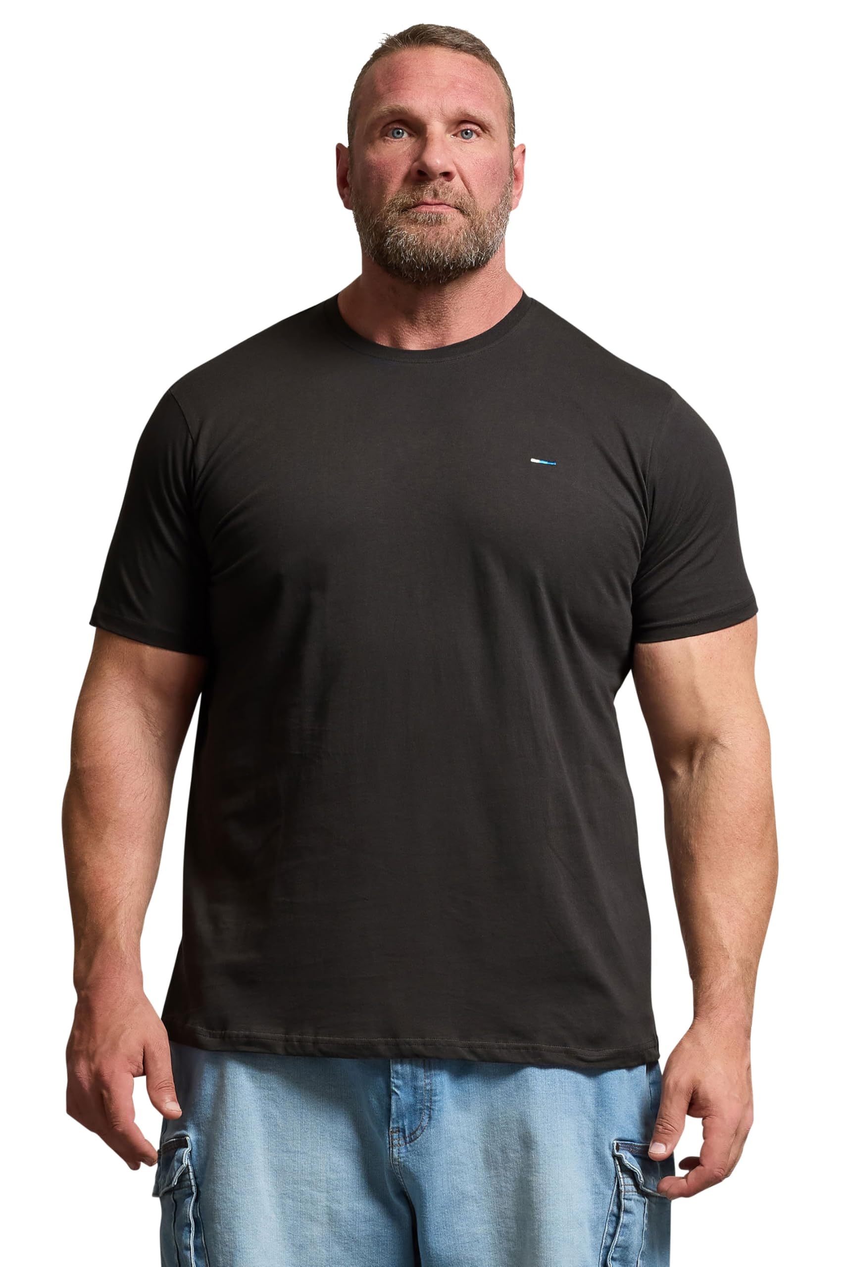 Badrhino Men's Dark Grey Big & Tall Core Essential Everyday Tee Crew Neck Short Sleeve T-Shirt Top - Longer Length 100% Cotton - M To 8XL Grey 5-6Xl