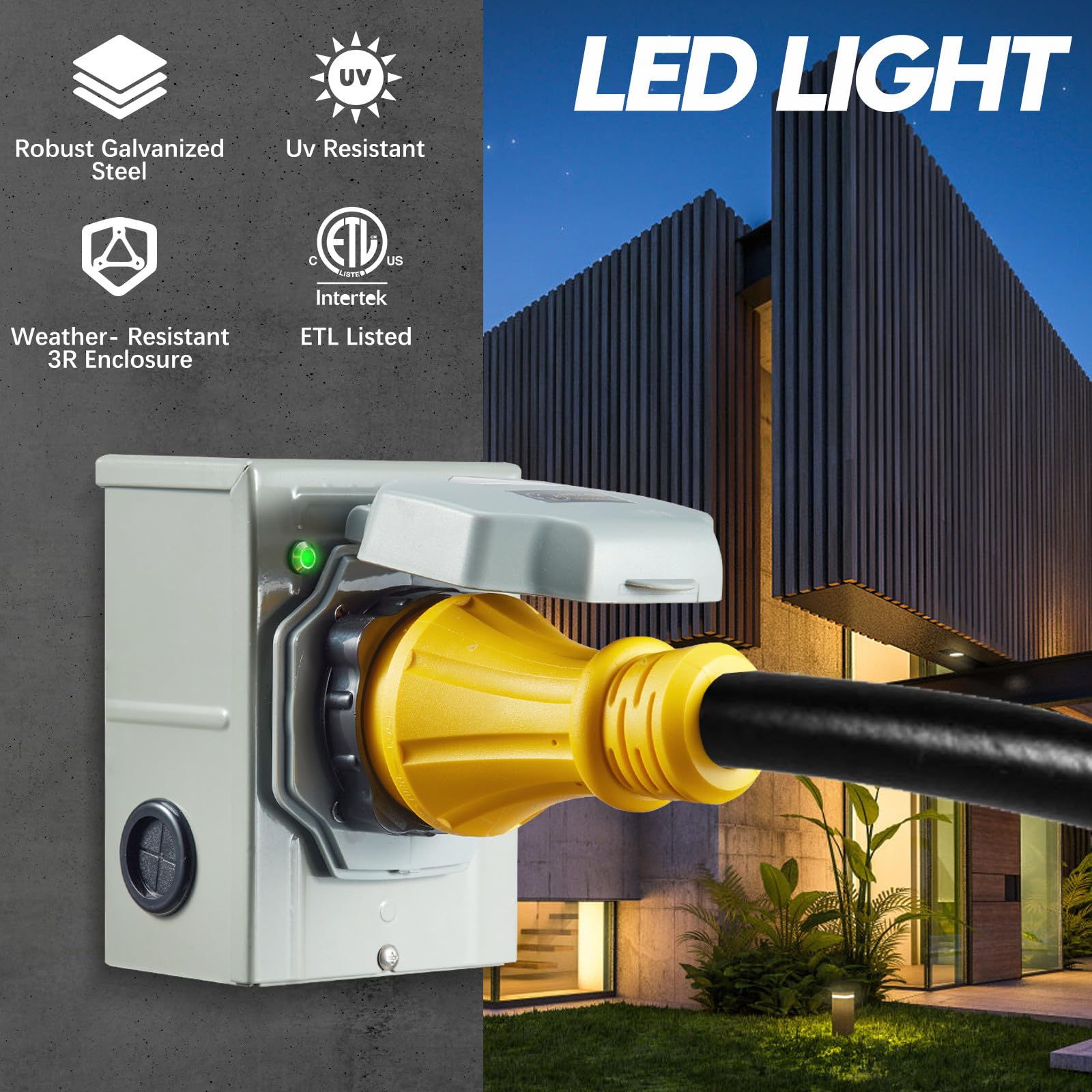 Snapklik.com : WYM World 30 Amp Generator Power Inlet Box, NEMA L14-30P ...