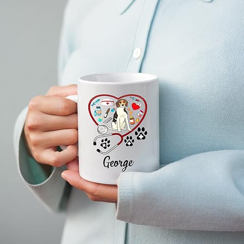 Miniatura 3 de Taza de cerámica para veterinarios  Nombre personalizado Vet Tech Tazas de café  Taza de té veterinaria personalizada Presente  Tazas veterinarias