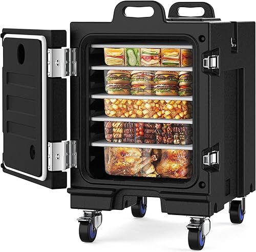 NEEDONE Calentador de alimentos, caja caliente de 81 cuartos de galón LLDPE aislado para alimentos calientesfríos, con doble hebillas, ruedas