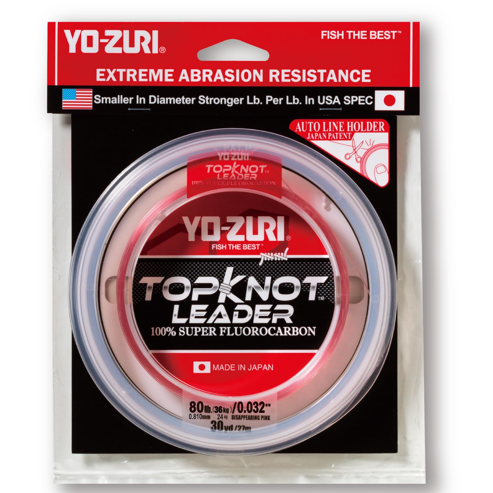Yo-Zuri Topknot 30 yd Sinking Leader, Disappearing Pink, 80 lb