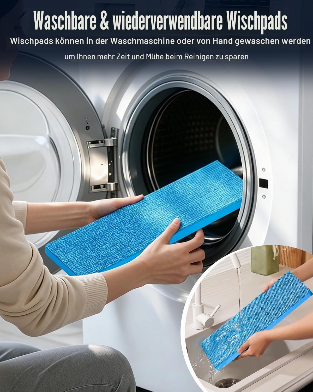 Chuancheng 4er-Pack Reinigungspad für Philips OneUp 3000/5000 Serie, waschbare Wischmopp-Pads für empfindliche Hartböden, absorbiert schmutziges Wasser, gibt frisches Wasser frei, wiederverwendbar bis