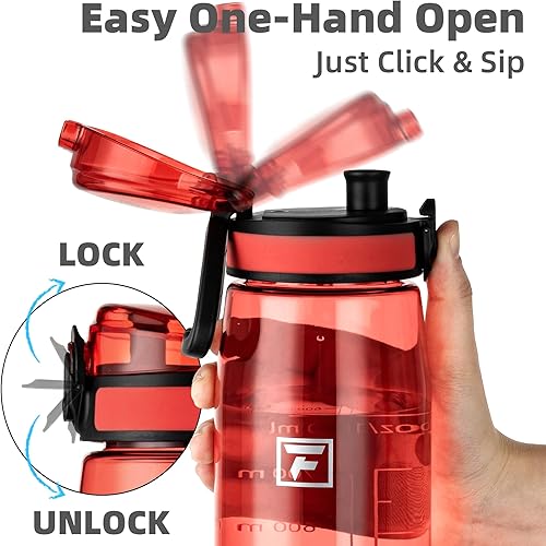 Miniatura 4 de Fanhaw Botella de agua Tritan de 32 onzas con tapa para beber, transparente, sin BPA, ligera, boca ancha, a prueba de fugas, perfecta para gimnasio,