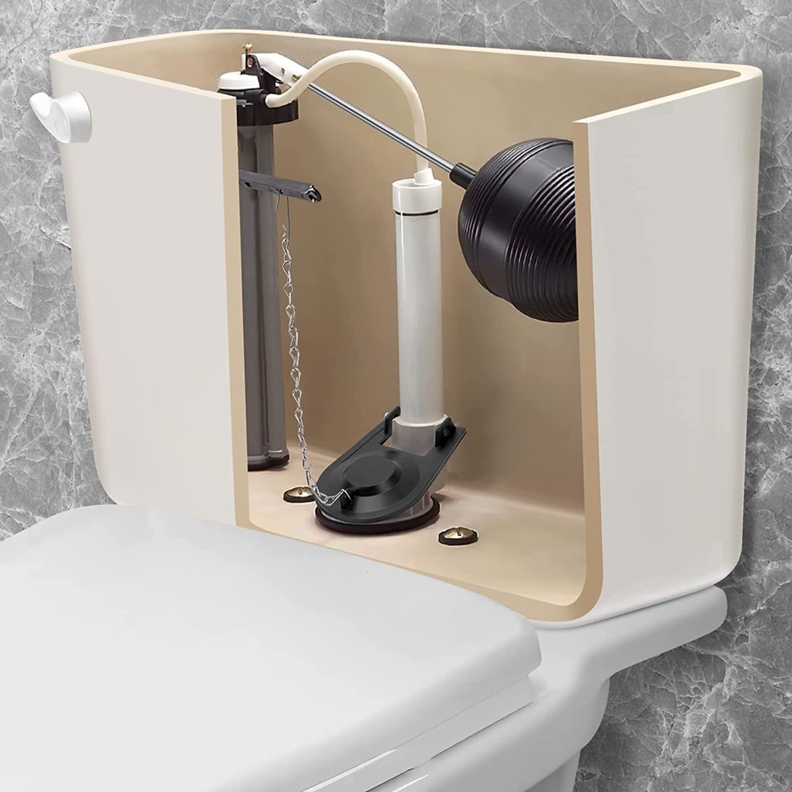 Scarico WC di ricambio per il risciacquo in gomma, per bagno, WC, guarnizione pieghevole regolabile per valvola del serbatoio, set di ricambio