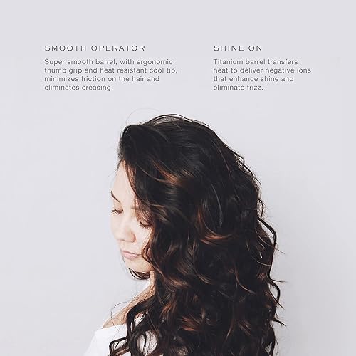 Miniatura 5 de Kristin Ess Rizador de titanio para cabello de 1 14 pulgadas para ondas de playa + rizos para cabello medio y largo, suavizado + control de