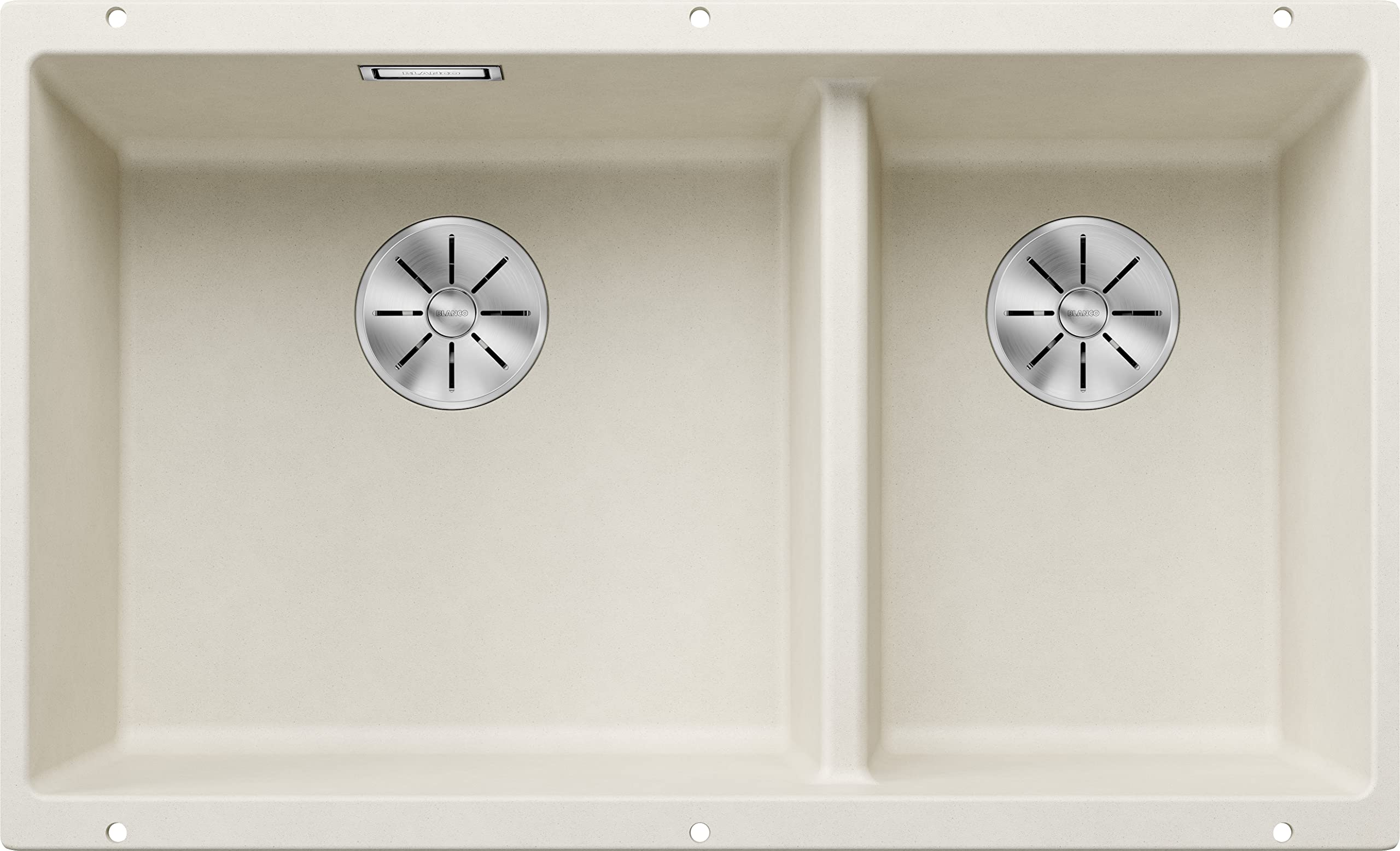 Blanco Soft White Subline 430/270-U Silgranit Installation Type: Undermount Main Basin Left Without Drain Remote Control 80 Cm Cabinet One Cut-Out And Only Once Assembled