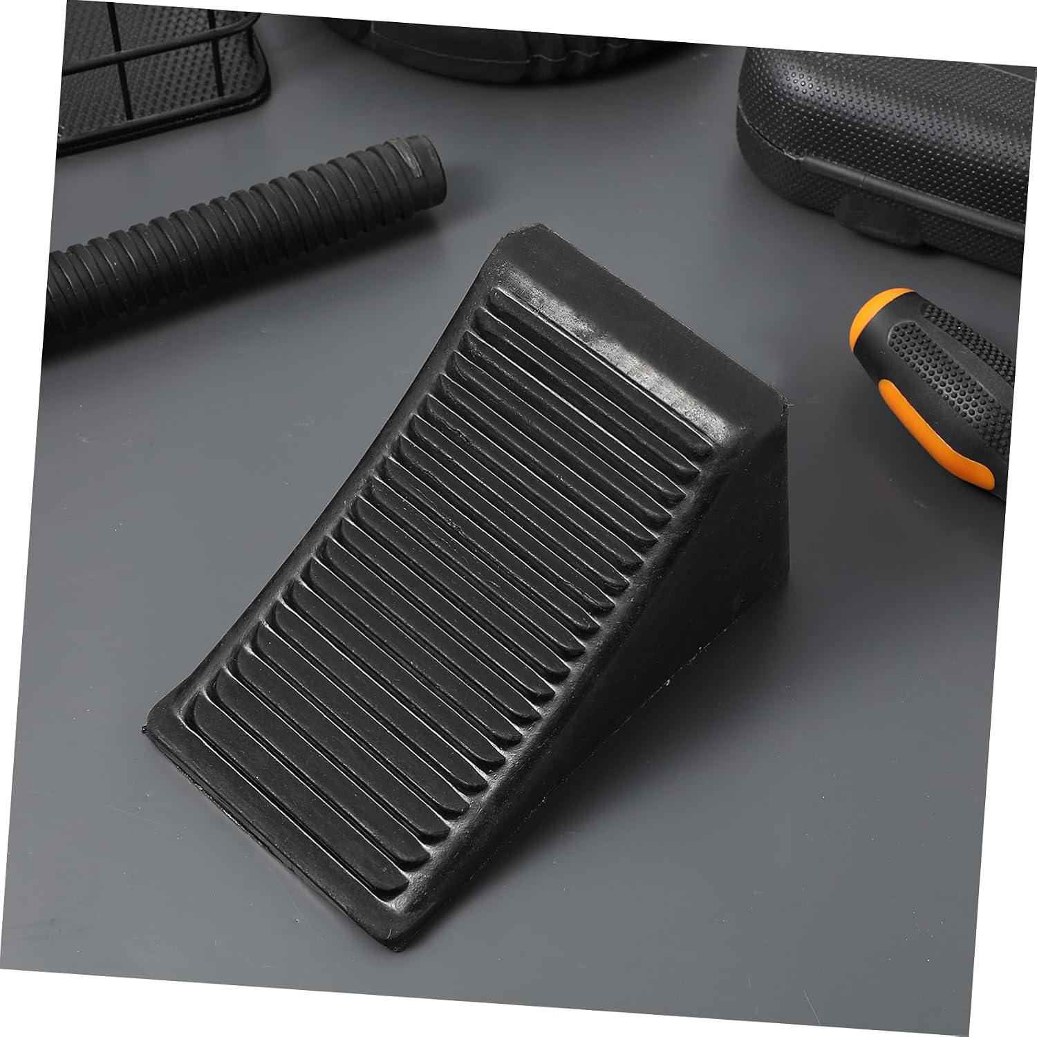 Heavy Duty Rubber Wheel Chock for Vehicles Durable Tire Chock with All Weather Traction Pad for Cars Motorcycles Trailers and Light Trucks Prevents Movement