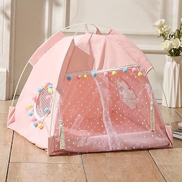Amazon 猫の小屋 ペットテント 猫テント 円弧形状のトップ 収納が便利 可愛い 折り畳み可能 水洗い可能 クッション付き 通気性いい 60 60 62 ドーム型ペットハウス 猫 ピンク テント 折りたたみ 組み立て簡単 子犬用品 子猫用品 四季通用 Jui3n ベッド クッション 通販