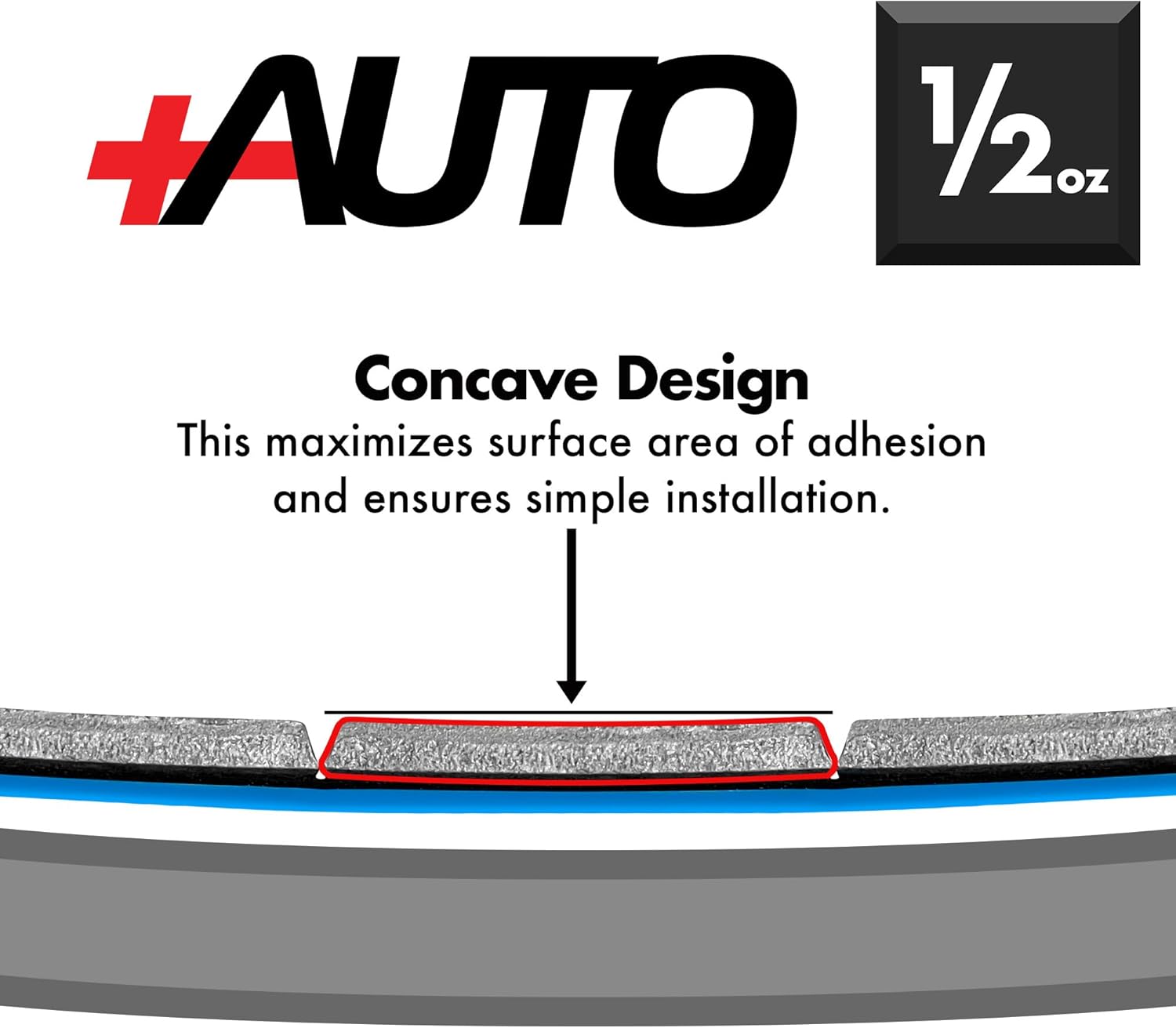 +AUTO 1/2oz, 0.5oz, Steel, Adhesive Stick on Wheel Weights, EZPeel Tape Weights, Cars, Trucks, SUVs, Motorcycle, Low Profile, Rim Contoured, OE Certified, U.S.A. Professional Grade, 288pcs (Silver)