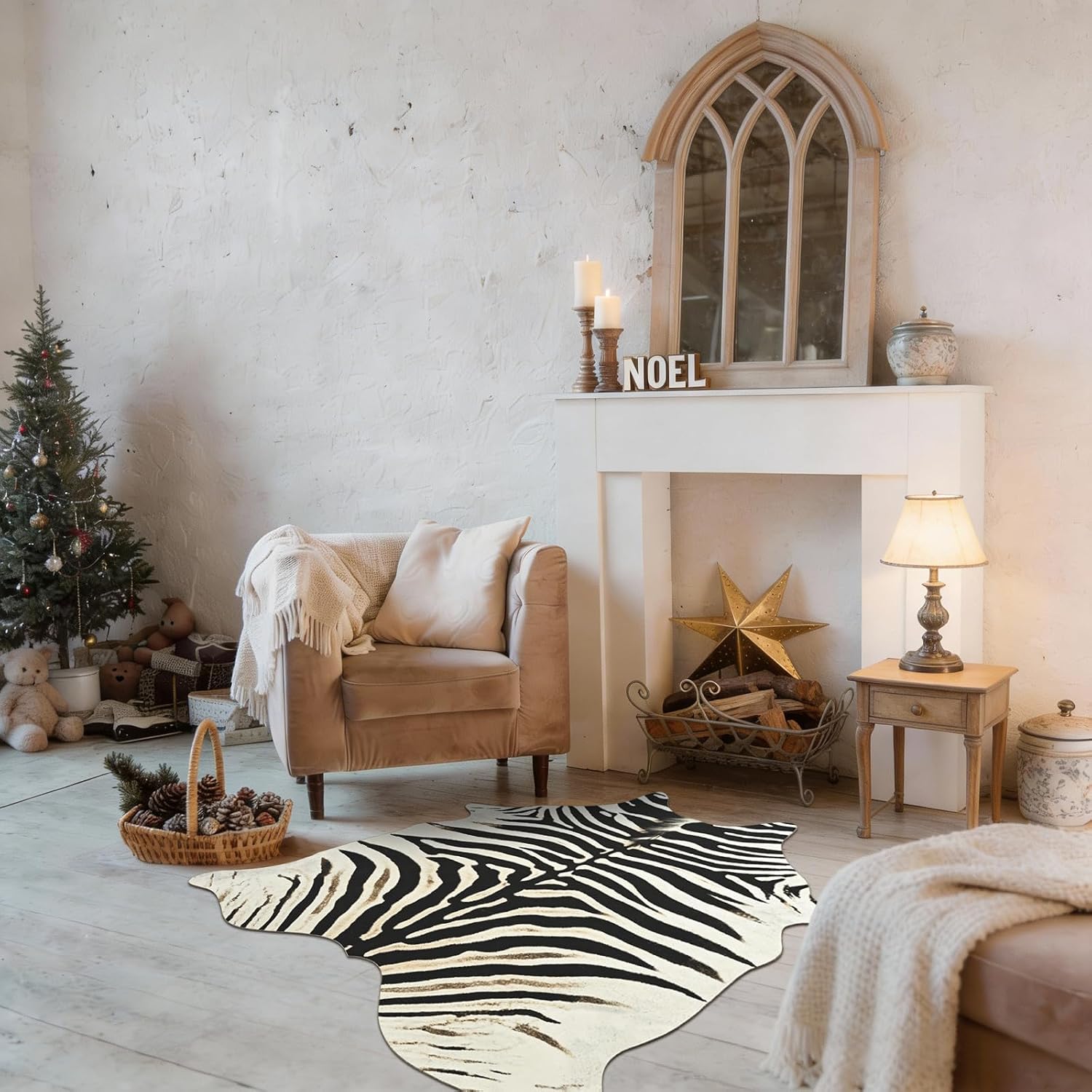 BENRON Zebra Print Area Rug, Black and White Rugs for Living Room Bedroom, Cute Animal Hides and Skins for Kids Nursery Home Decor, 2.9 x 3.9 ft