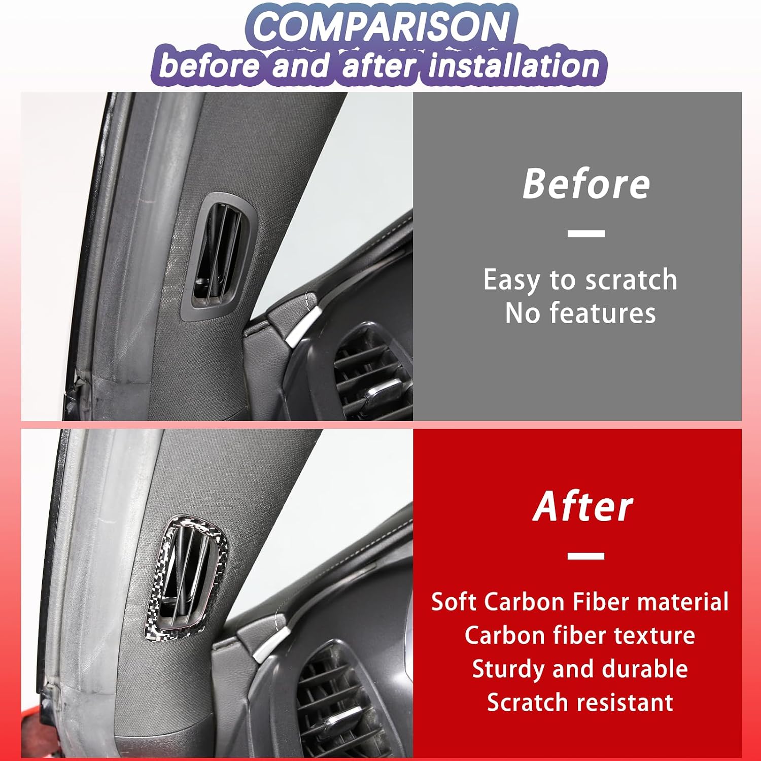 Sekhyna Inner Door A Pillar Air Outlet Trim Frame Compatible with Corvette C7 Stingray 2014-2019 Soft Carbon Fiber 2PCS Car Interior Cover Trim Accessories (Black Carbon)