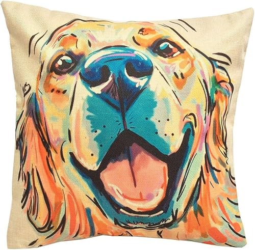 Miniatura 1 de Redland Art - Fundas de almohada con diseño de perro. fundas de cojín de algodón y lino para decorar hogares sofá de 18 x 18 pulgadas