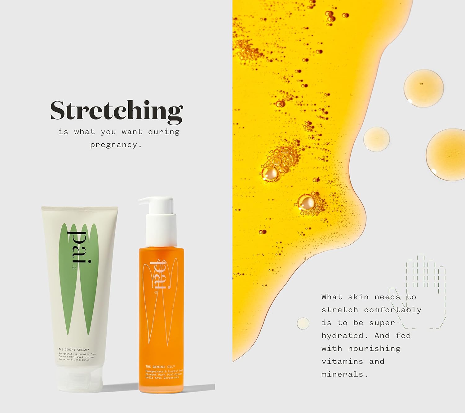 Pai Skincare - The Gemini Strecth Mark System | Natural, Vegan, Sensitive Skincare | The Gemini Cream (200mL) + The Gemini Oil (100mL)