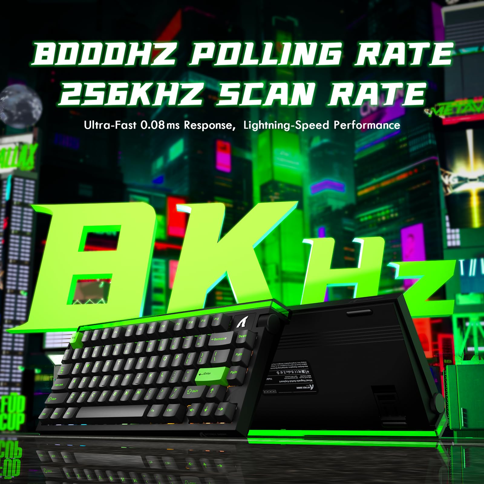 ATTACK SHARK R85 HE Tastiera Rapid Trigger 8000Hz, Precisione RT di 0,005mm, Tastiera Gaming Cablata 75%, Scatola Luminosa RGB, Switch Magnetici Hall, Attuazione Regolabile, Snap Tap, Nero