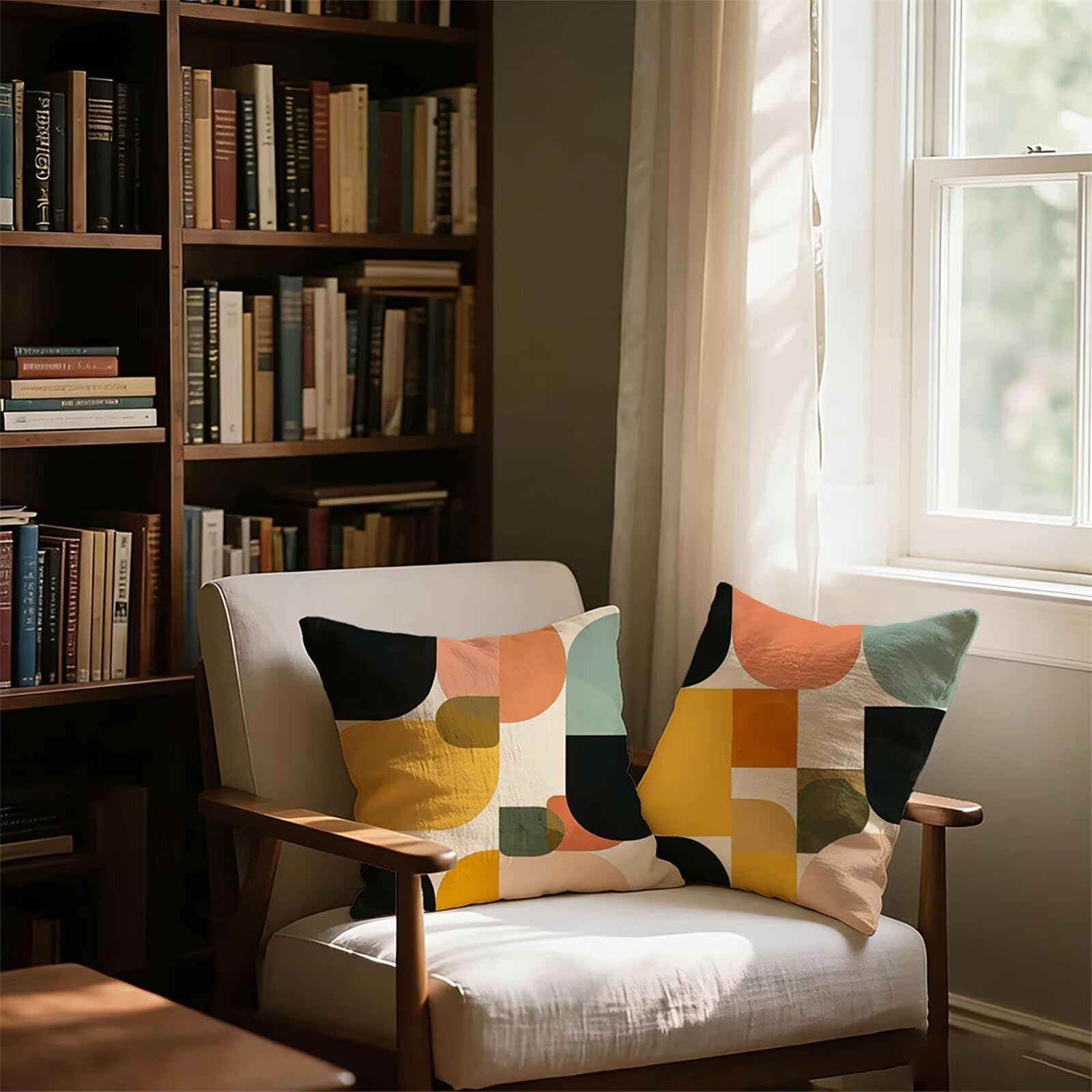 Housse de Coussin Canapé Couleur Orange 70x70cm Exterieur Impermeable GéOméTrie Taie D'oreiller Décoratif Aesthetic Housse Coussin Decoration pour Chambre Sofa Jardin Balcon Terrasse Lot de 2. P-4066