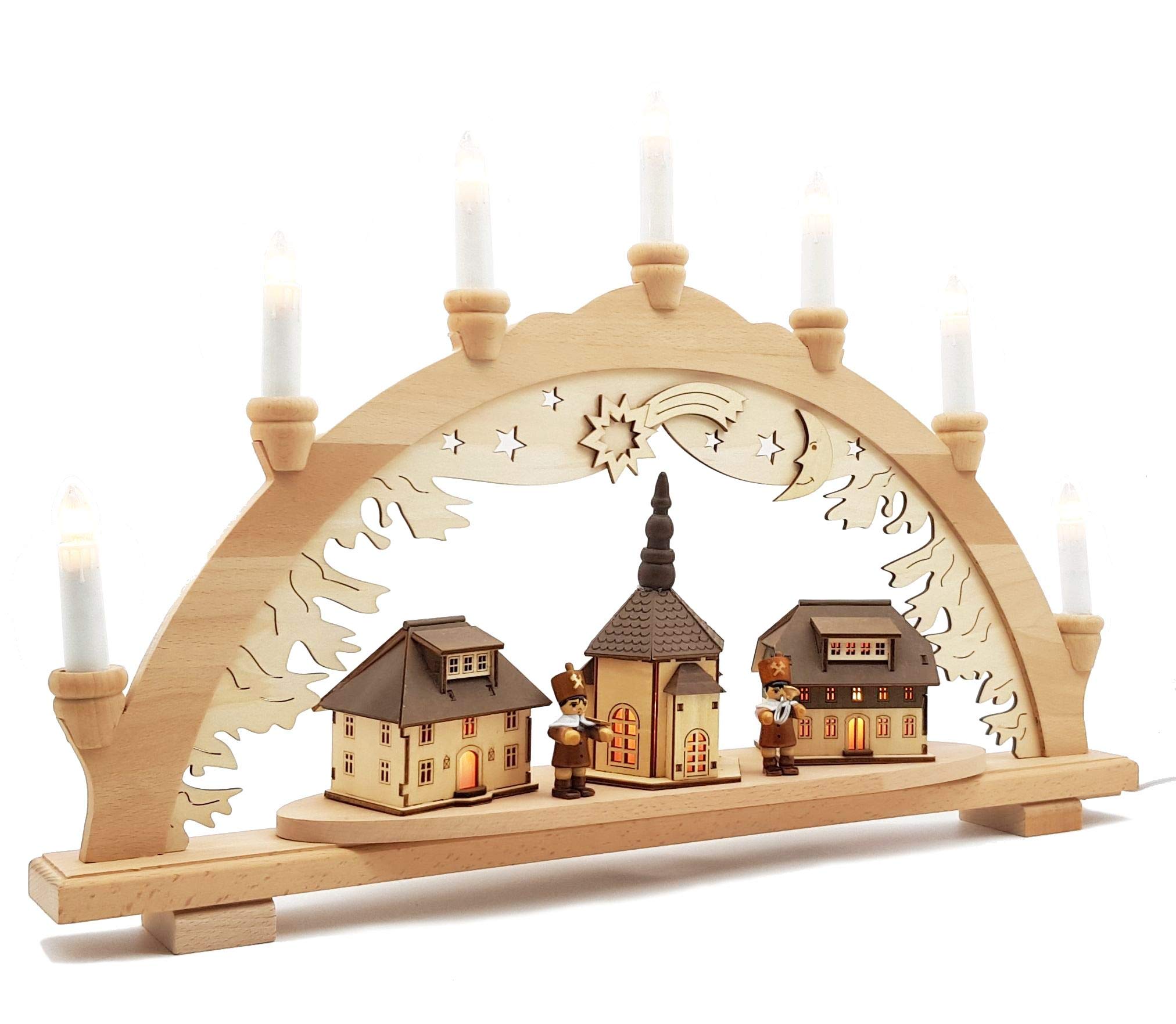 XXL Schwibbogen Innenbeleuchtet Seiffener Kirche Original Vogtland Souvenir Schwippbogen Lichterbogen 57cm