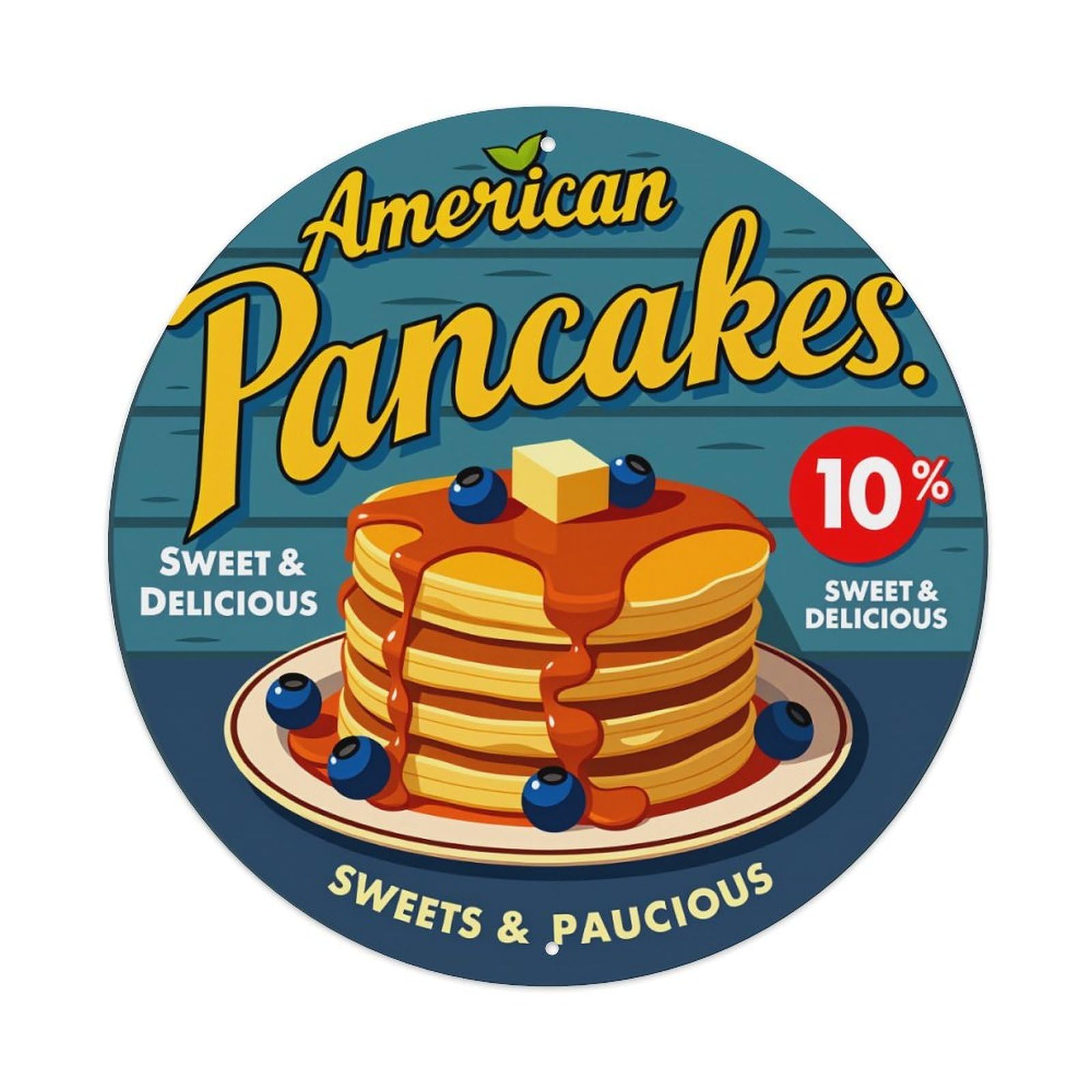 American Pancakes Sweet Delicious Sweets Paucious Metal Tin Sign Plaque