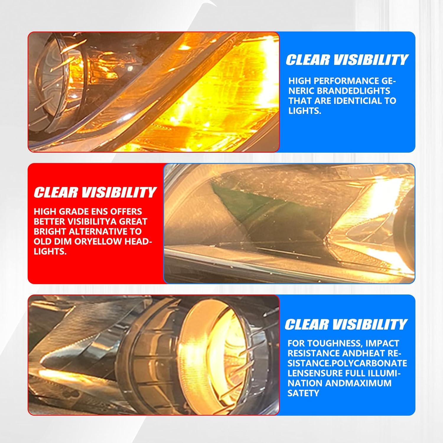 Pair Headlight Assembly Compatible with 2015 2016 2017 Hyundai Sonata with Bulbs Halogen Headlight Headlamp (Left and Right Side)