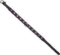 Vista 3 de Strict Leather Collar Bdsm con diamantes de imitación, amatista