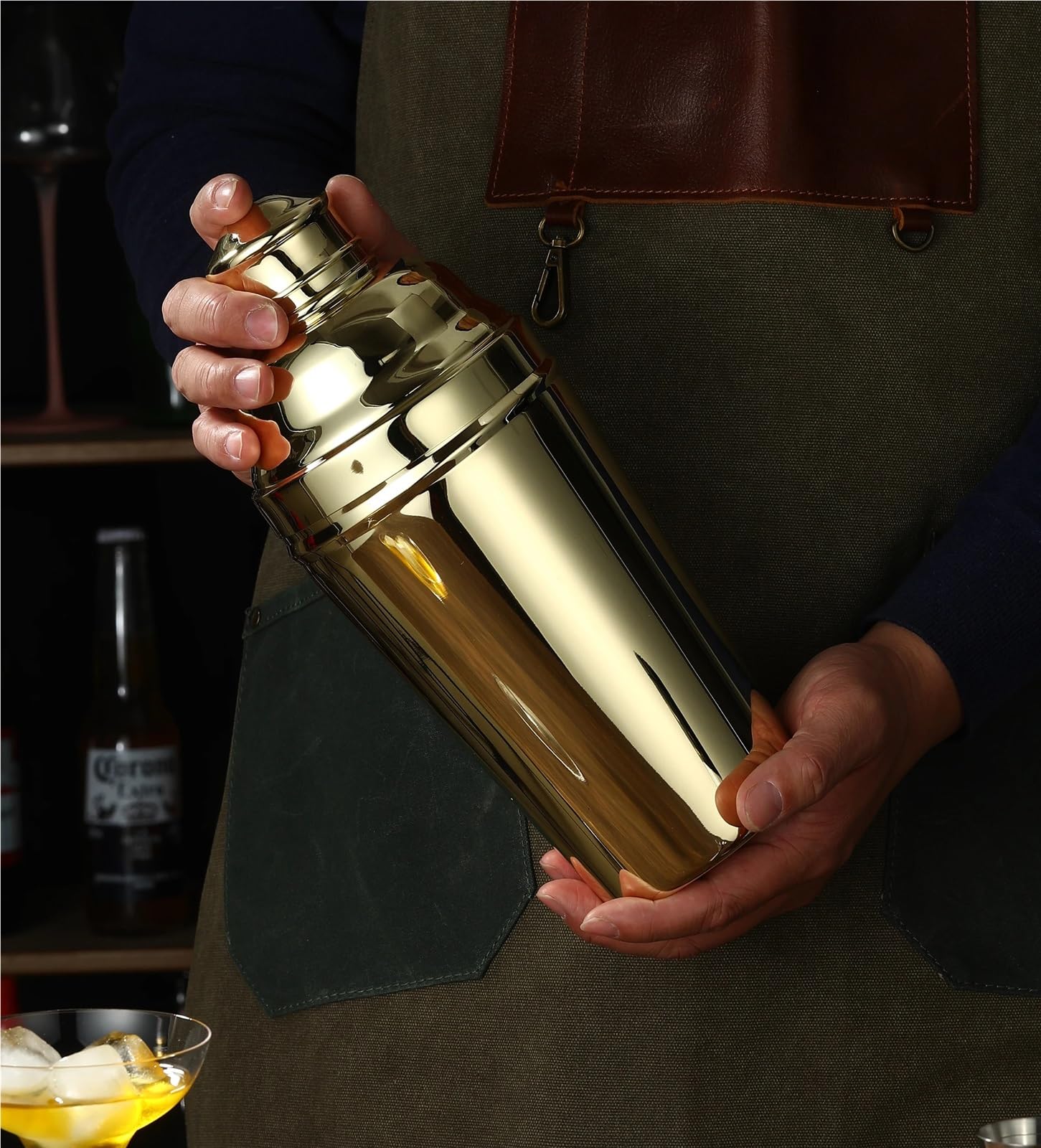 Shakers à Cocktails Shaker Extra Large 61oz-1,8l-304 en Acier Inoxydable, mélangeur à Cocktail, Style vin, Accessoire d'outils de Bar de fête Cocktail Shaker Kit(Gunmetal Black)