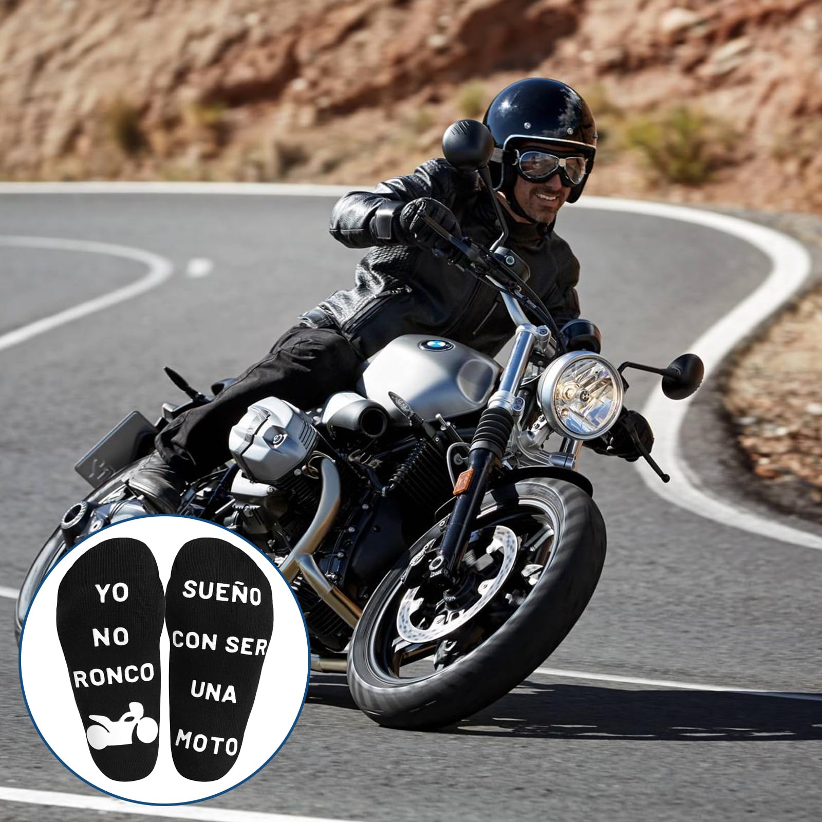 BONANGEL Calcetines Hombre Divertidos Moto Antideslizantes Algodón 39-46 Regalos Originales