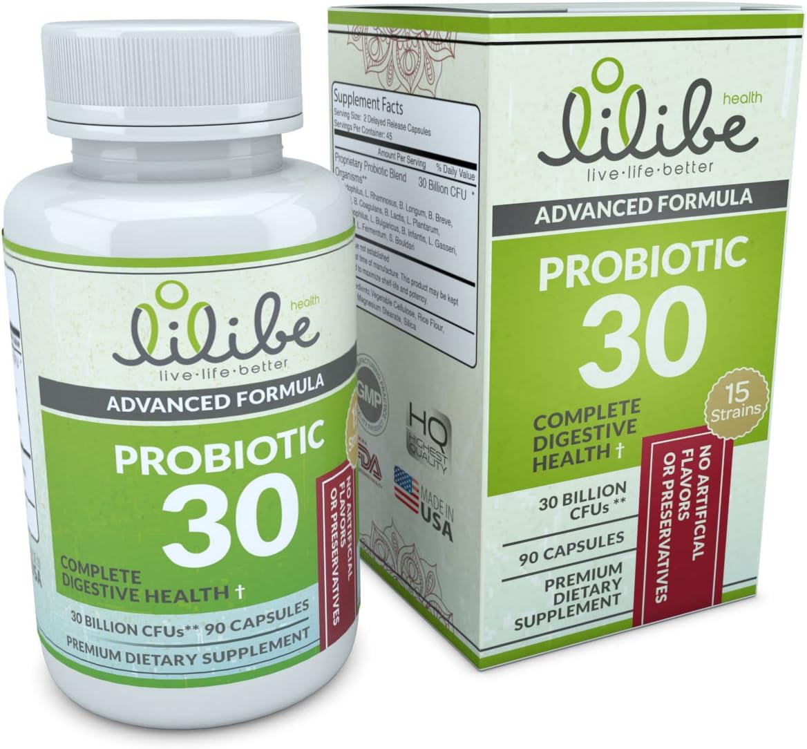 Super Probiotic for Men and Women 30 Billion CFU 15 strains boulardii lactobacillus reuteri plantarum gasseri 90 Delayed Release Capsules Benefits of probiotics for Digestion Gas Bloating