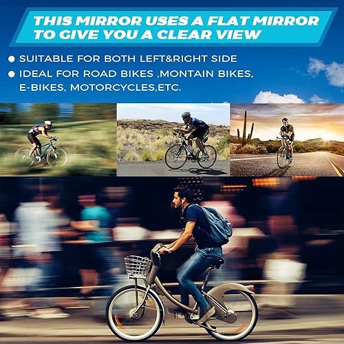 Miniatura 7 de Espejos de bicicleta Espejo retrovisor para manillar, espejo lateral de bicicleta de montaje en extremo ajustable para manillar, espejos de ciclismo