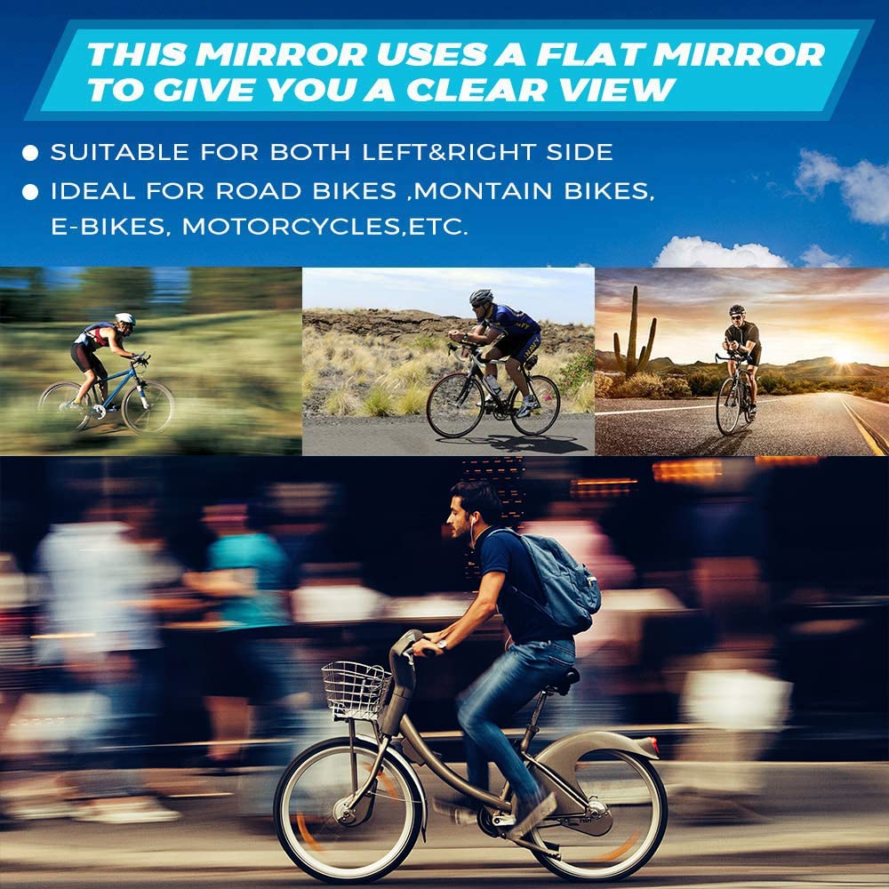 Fahrradspiegel, Lenker-Rückspiegel, verstellbare Lenkerendhalterung, Fahrrad-Seitenspiegel, sichere Fahrradspiegel für Rennrad, drehbarer Fahrradspiegel