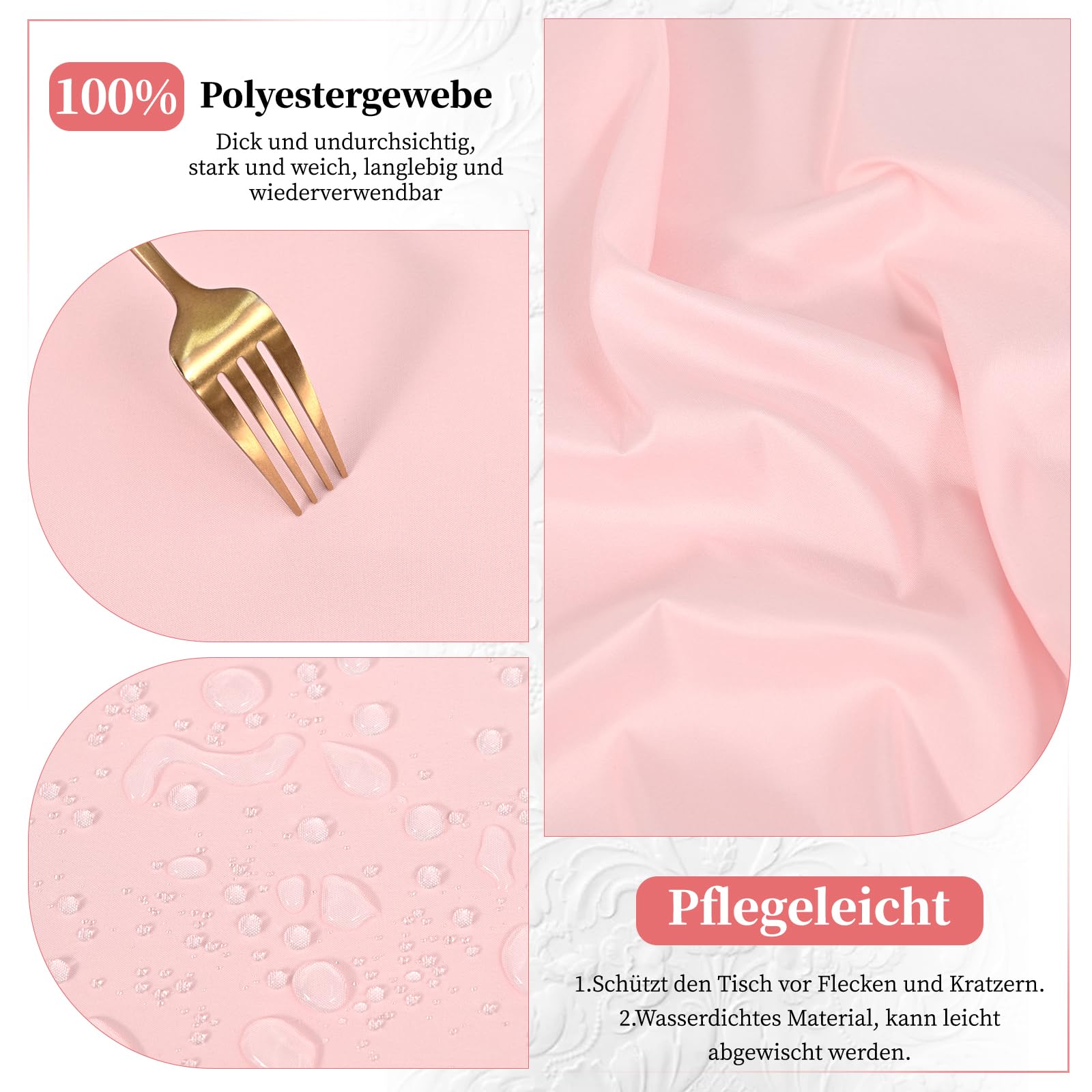 6 Stück Rosa Biertisch Tischdecke universal für 50cm u.70cm Biertische Hussen für Biertisch, Blickdichte Polyester Biertischhussen Biertisch-Husse Rechteckige Tischdecken Waschbar-250x100cm