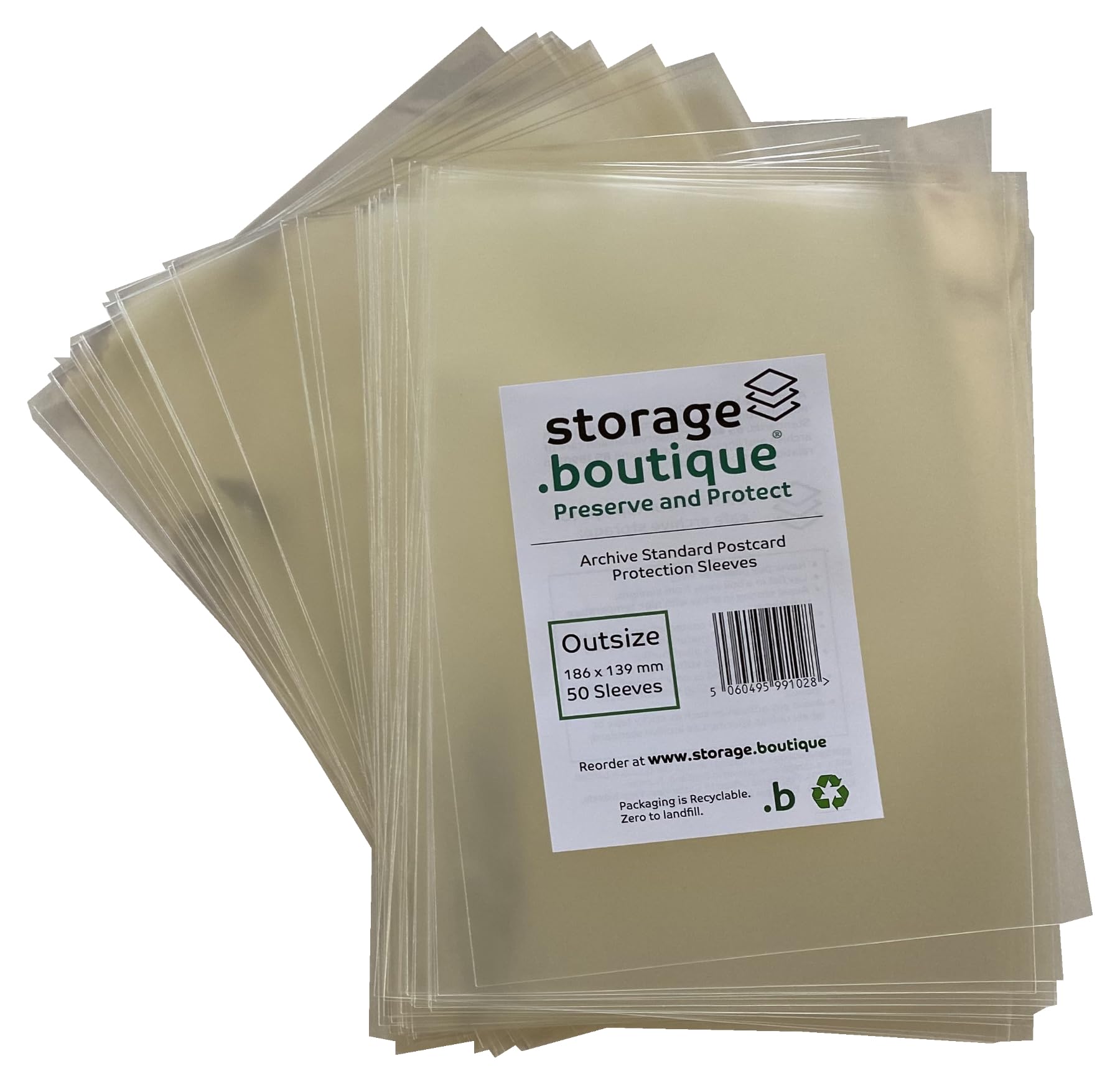 Storage.boutique Postcard Protection Sleeves, Acid Free & Archive Standard, Outsize 186 x 139 mm, 50