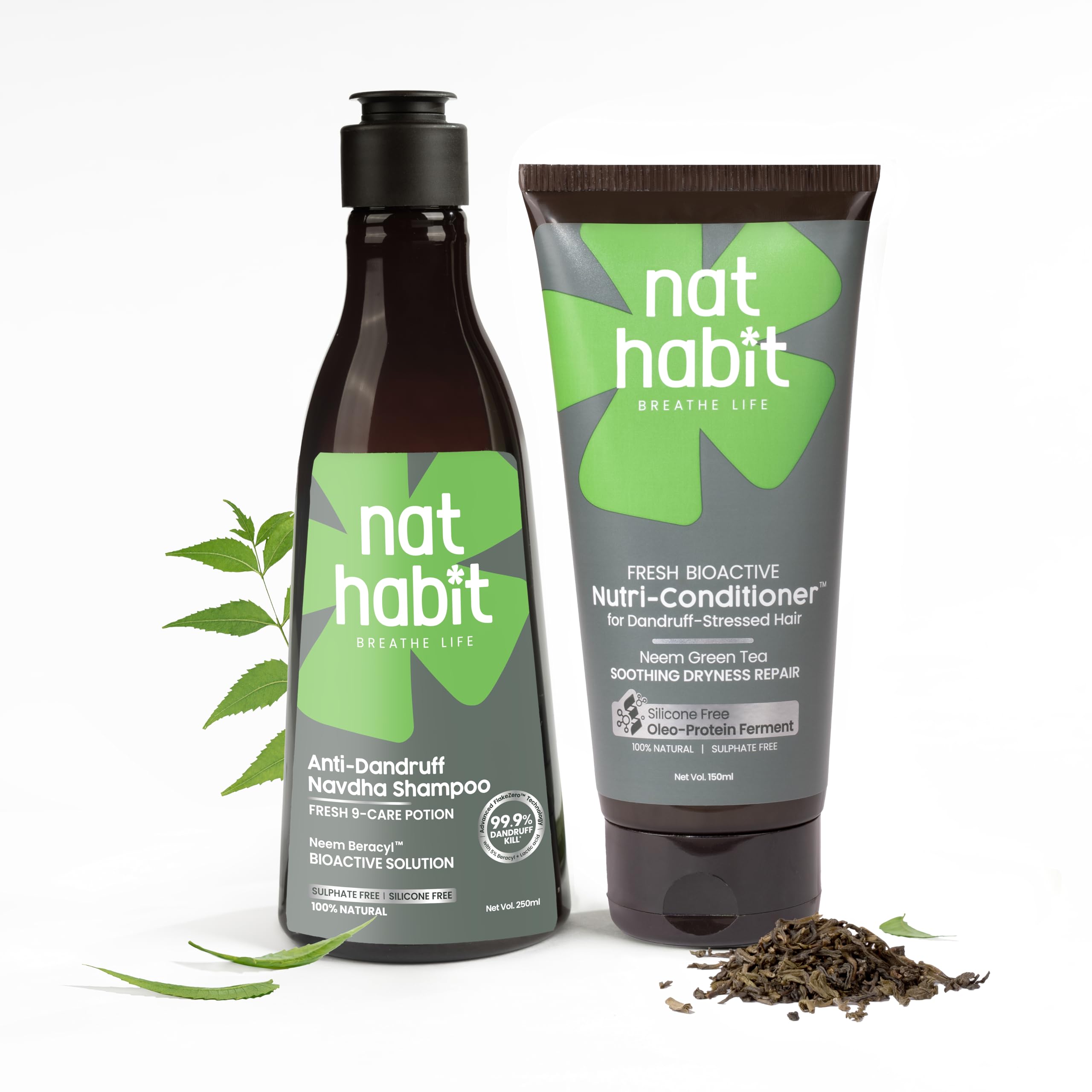 Nat Habit Flake Control Duo | Anti-Dandruff Shampoo & Conditioner Combo | Clinically Tested 99.9% Dandruff Kill | FlakeZero™ Technology with 5% Beracyl™ | Sulphate & Silicone Free-image-13