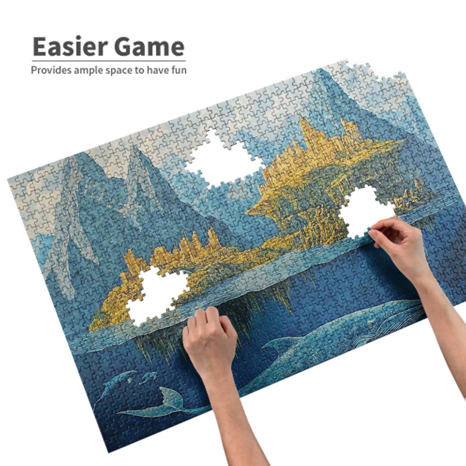 Puzzle Delfín Puzzle 2000 Piezas,Montaña Rompecabezas Desafiante,Juego Puzzles Adultos,Impresión de Alta Definición Colorido Puzzles Madera con Caja de Regalo,Home Decoration,Regalo Mujer,p132t