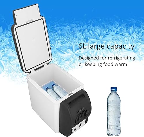 Miniatura 2 de Refrigerador para automóvil, mini refrigerador eléctrico de 12 V y calentador para automóvil, capacidad de 6 litros, congelador portátil para