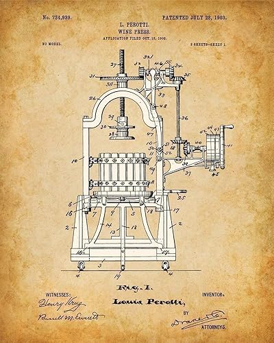 Miniatura 3 de Impresiones artísticas originales de patentes de vino, juego de cuatro fotos (8 x 10) sin marco, hace una gran decoración de bodega o bodega y