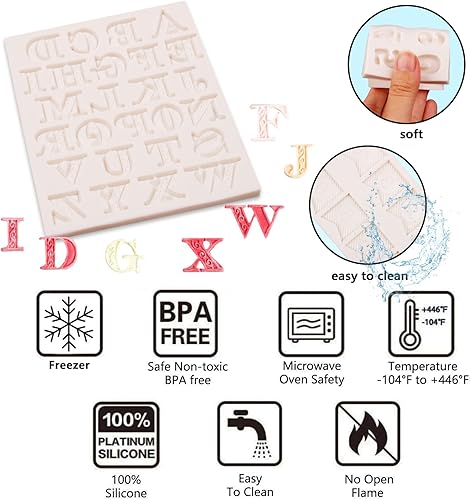 Vista 20 de Moldes de silicona de chocolate, 0-9 números de silicona para fondant para decoración de alfabeto de pastel de cumpleaños 2 moldes de chocolate