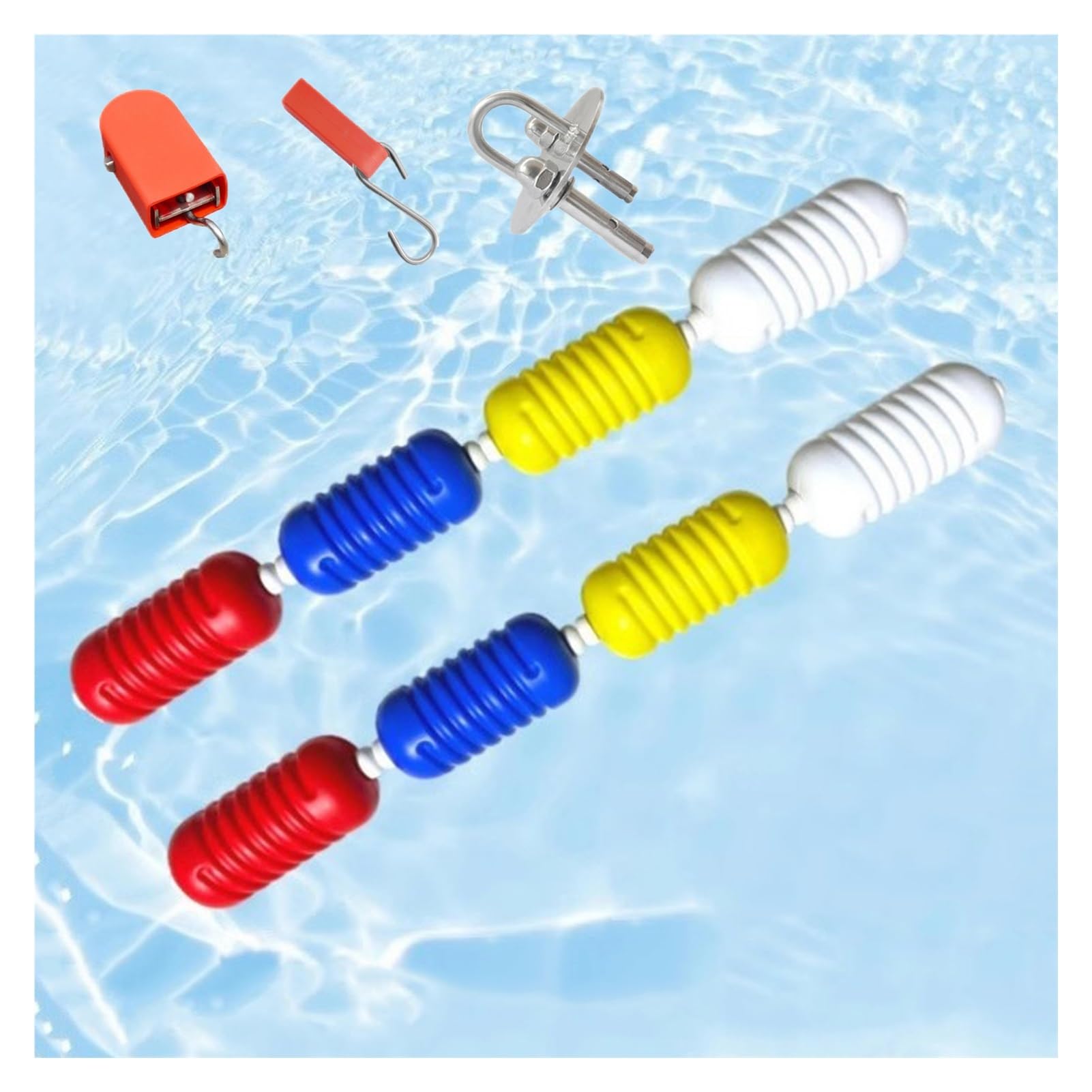 WOTZOV Swimming Pool Lane Dividers Kit, Safety Buoy Rope With Hook Accessories, Durable 3M/9.8Ft Divider Line For Effective Pool Safety And Organization，Wire Rope 1m/3.3ft