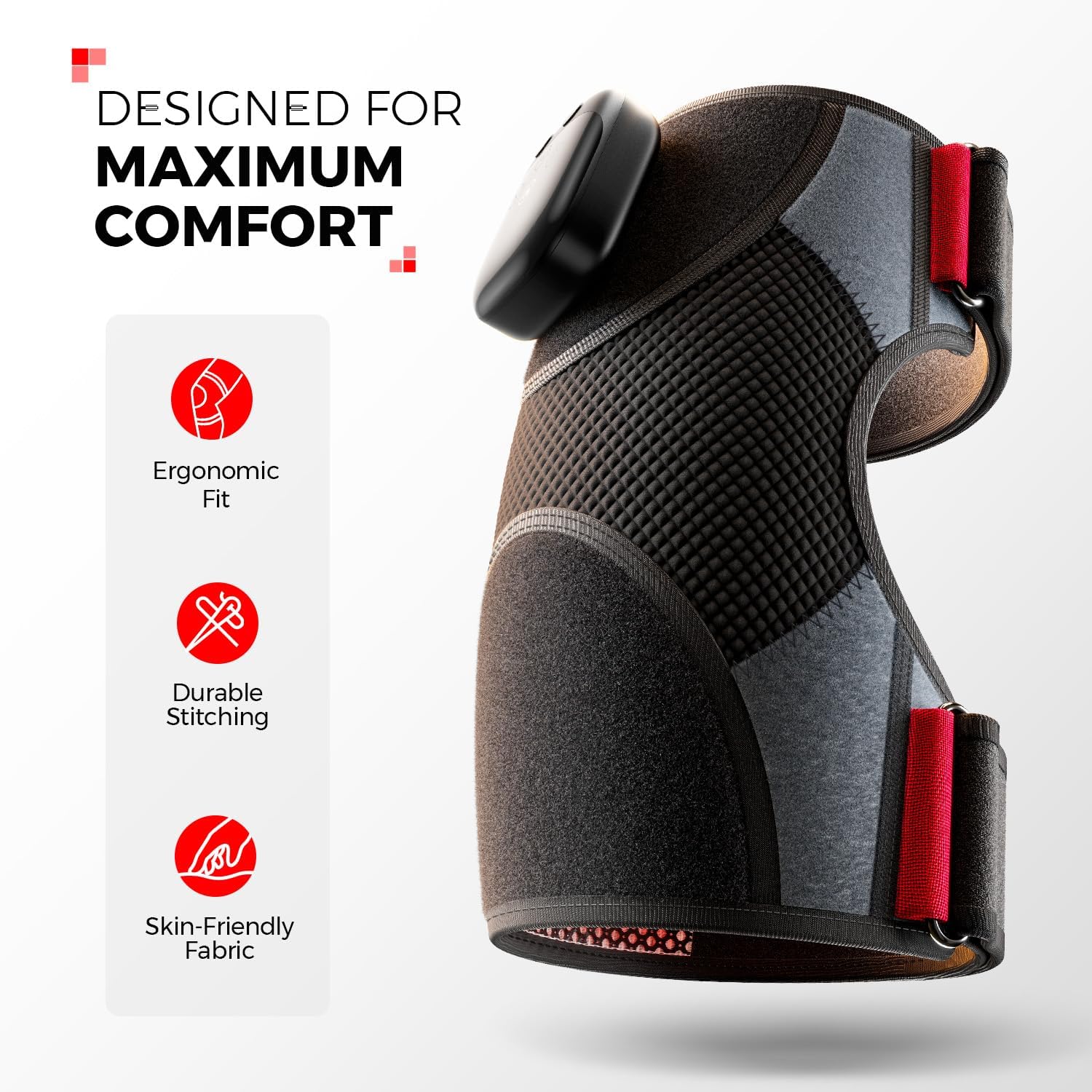 LTW Knee Massager with Heat and Red Light Therapy, Cordless Heated Knee Brace with 3 Heat/3 Vibration/5 Light Levels, 72 Red&Infrared Lights, 5000mAh Massager for Knee Elbow Shoulder - Image 8