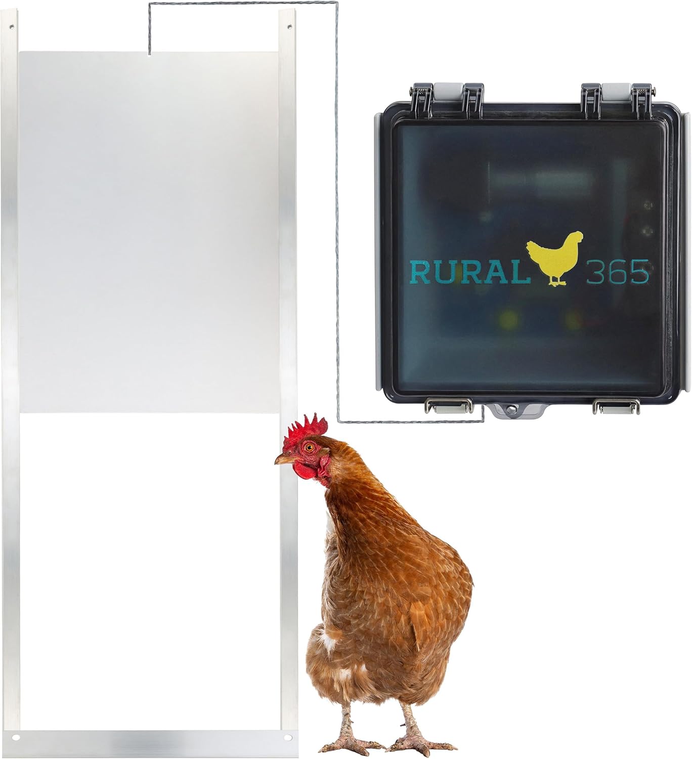 Rural365 Automatic Chicken Coop Door - Electronic Automated Opener Panel for Chickens Sliding Door with Adjustable Timer