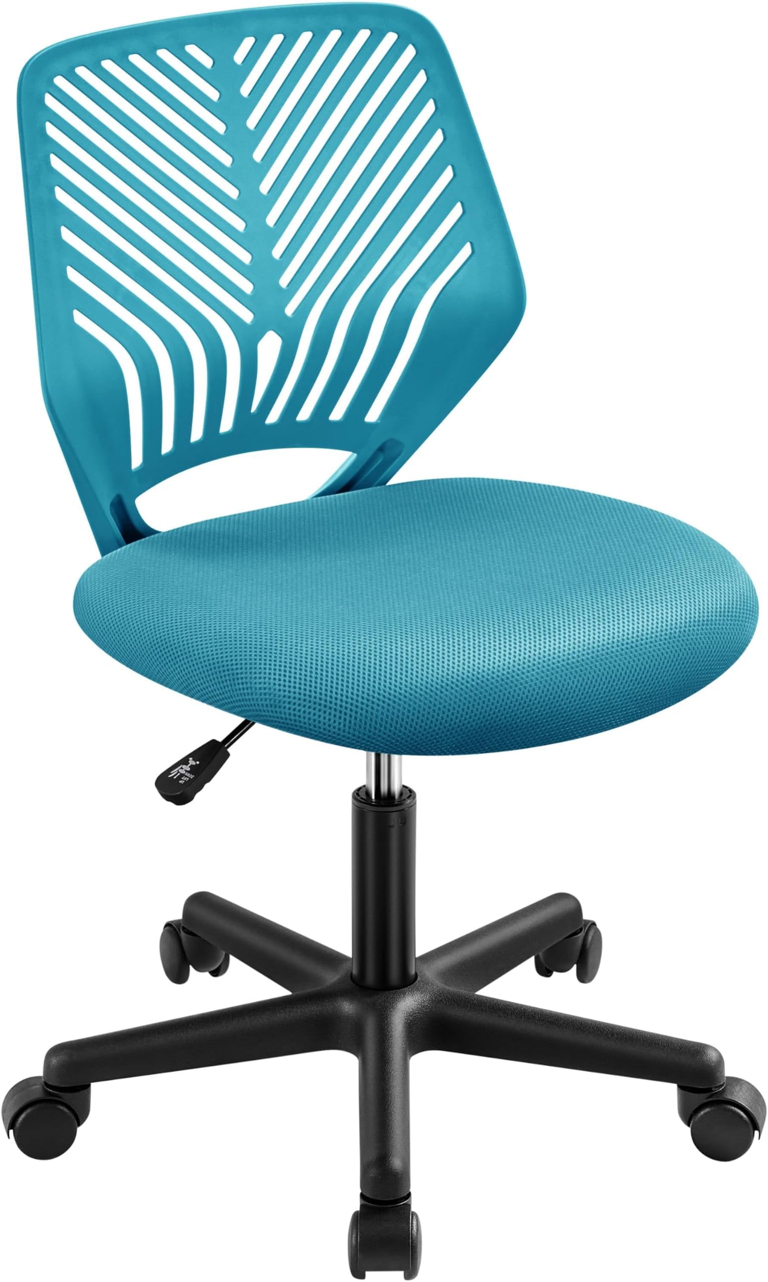 Yaheetech Kids Cute Office Chair Low-Back Armless Study Chair w/Lumbar Support Adjustable Height for Children in Bedroom School, Turquoise