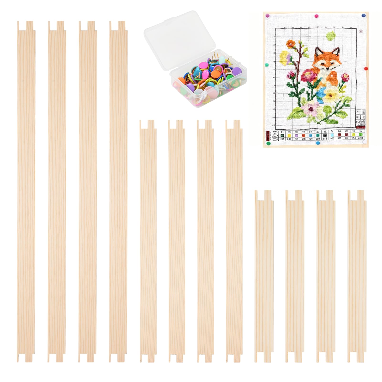 Jieting Zestaw drewnianych blejtramów z 100 pinezkami, 3 rozmiary (20/30.3 cm), płócienne blejtramy, do robótek ręcznych, haftu, haftu krzyżykowego, igłowania i tkaniny rzemieślniczej, zestaw ramek