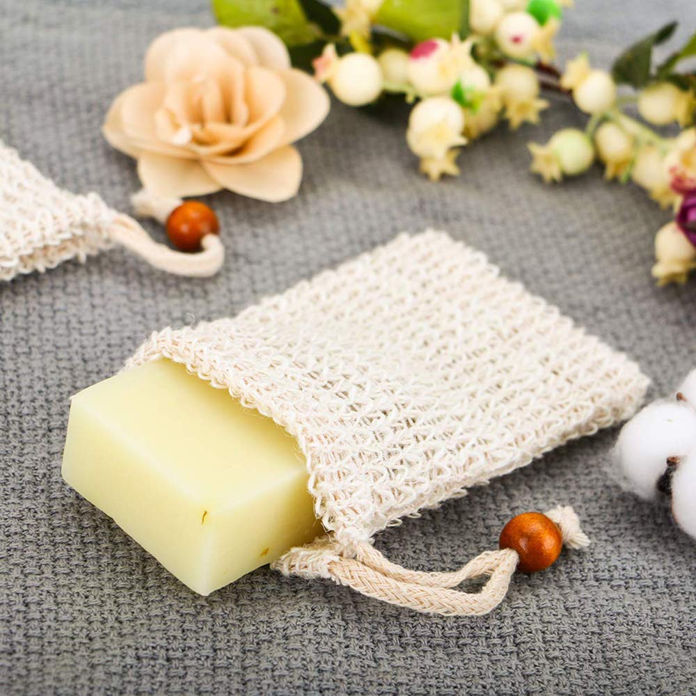 Phogary 5 szt. ekologicznych woreczków na mydło, sizal, naturalne, spienianie i suszenie mydła, peeling, masaż, do spieniania i suszenia mydła