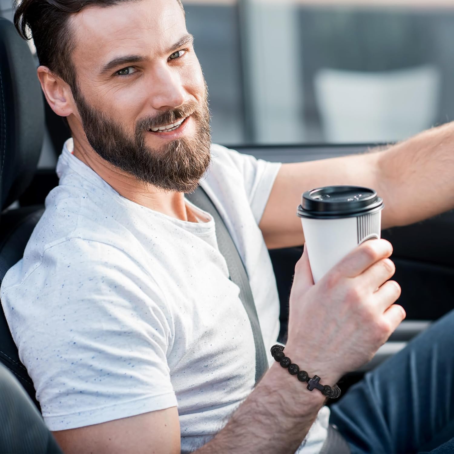 Highergo 12 Sets Christian Cross Beaded Bracelets Bulk for Women Natural Stone Bead Religious Jesus Bracelet Church Easter Gift - Image 6