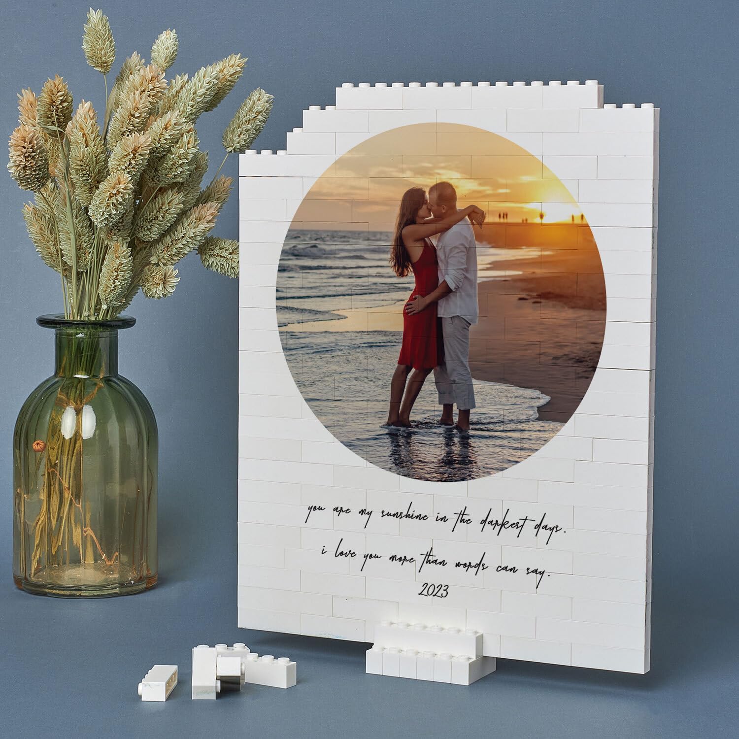 Photo Block Puzzle, Personalized Picture Puzzle, Custom Photo Puzzle, Unique Photo Gift, Building Blocks, Christmas, Anniversary, Engagement, Boyfriend, Girlfriend, (144 Piece - Photo & Text)