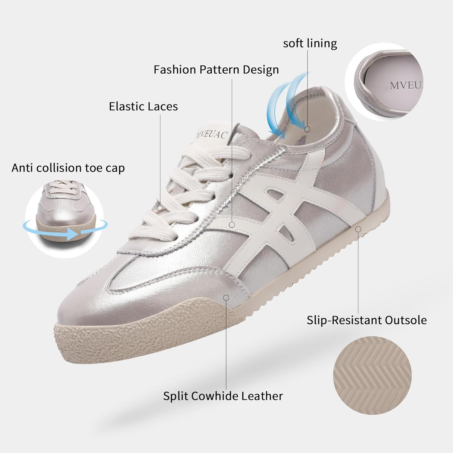 Women's Fashion Sneakers Genuine Leather Sneakers Casual Walking Shoes for Women. - Image 4