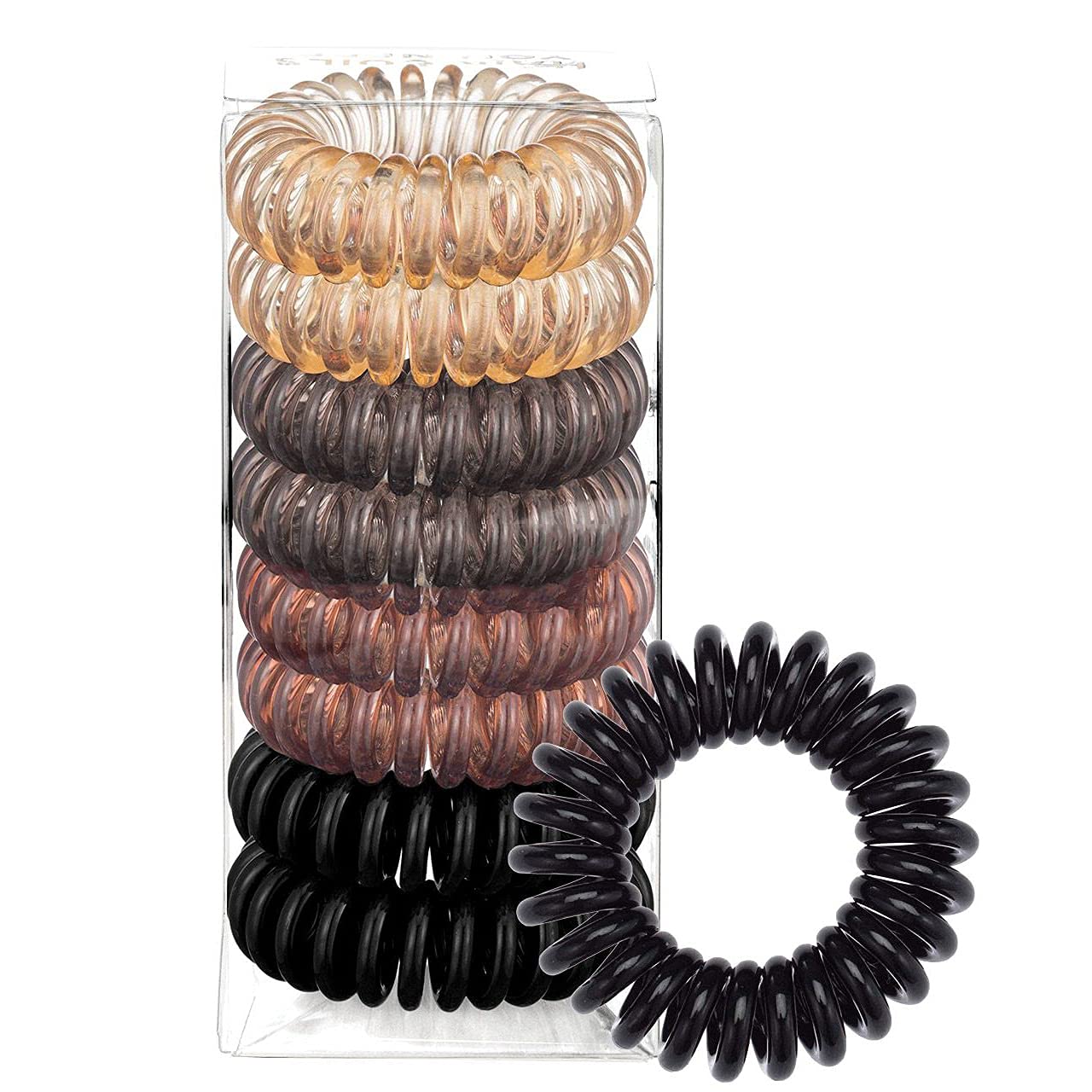 Super Comfy Coil Hair Ties for Thick Hair - No Crease Ponytail Coils (8 pcs)