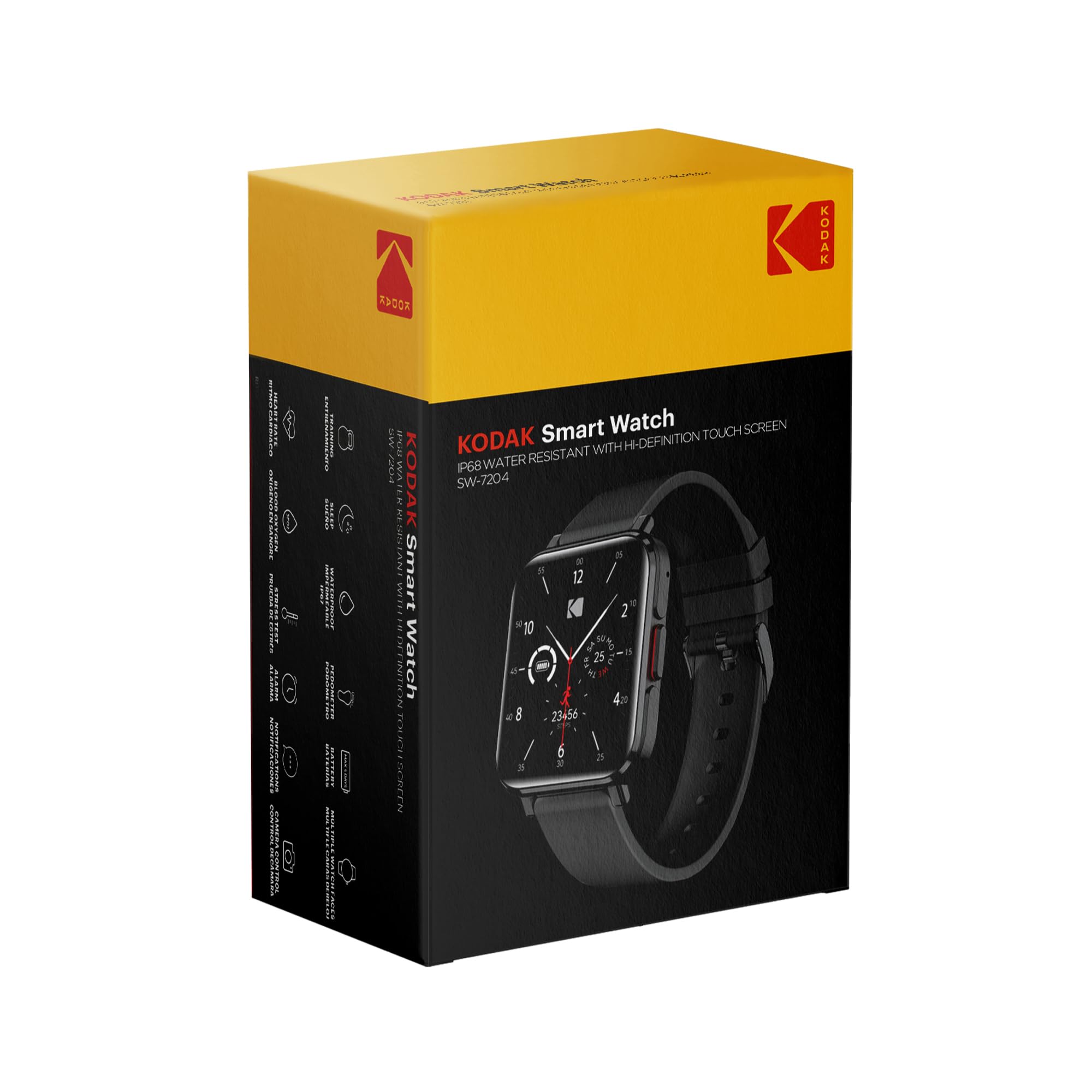 Kodak SW-7204 – Montre Connectée - Écran 33 mm HD - Appels Bluetooth & Assistant Vocal - Fréquence Cardiaque, SpO2, Stress - 32 Modes Sport - GPS - Autonomie 5 Jours - Charge sans Fil - Android & iOS