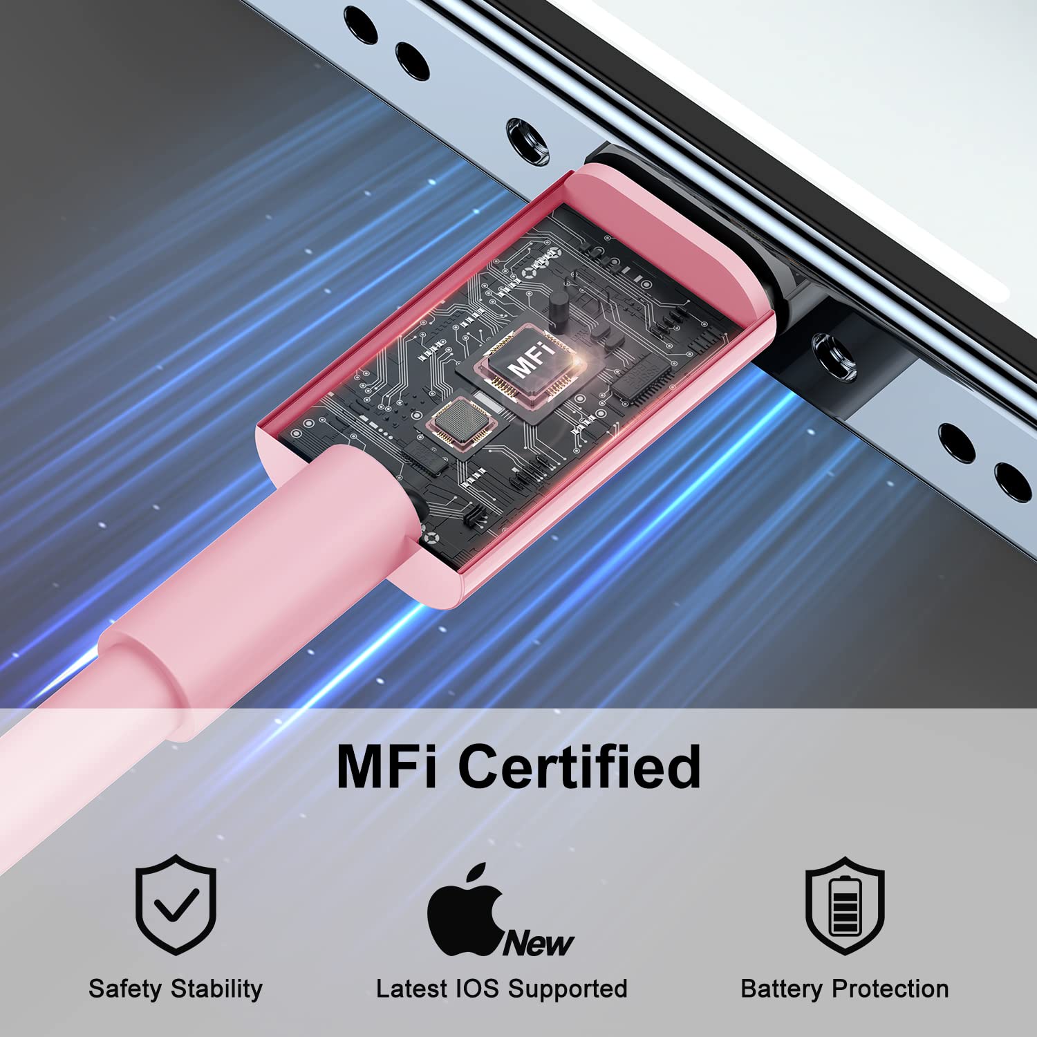 Amazon.com: 2 件組適用於Apple iPhone14 pro max 快速充電器電纜粉紅