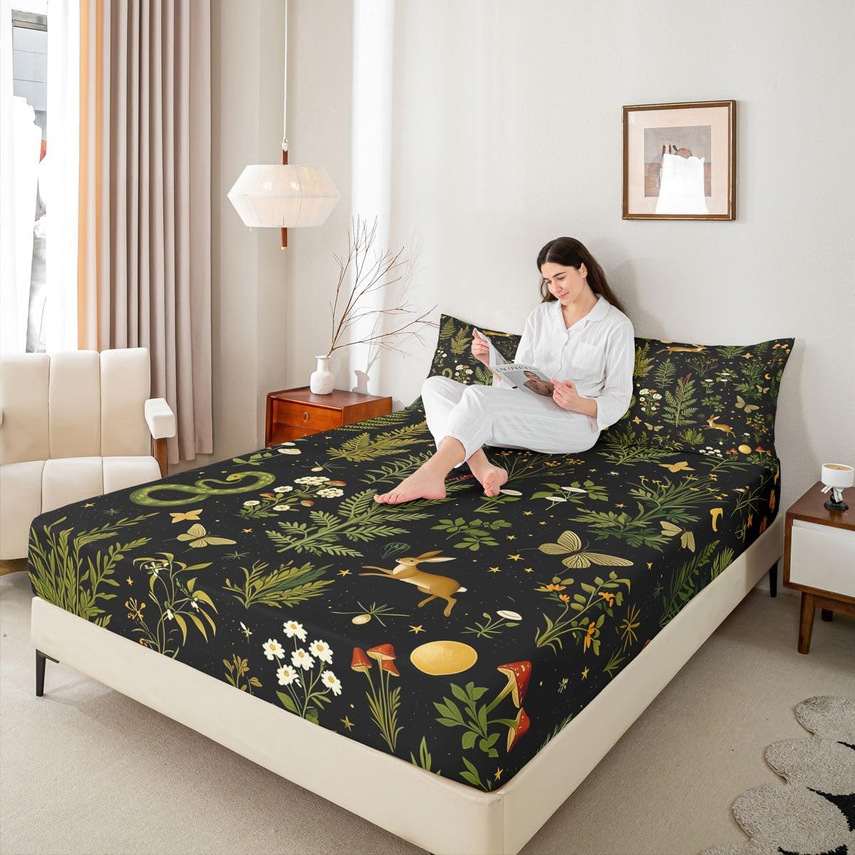 Erosebridal Cartoon Mushroom Fitted Sheet Full |