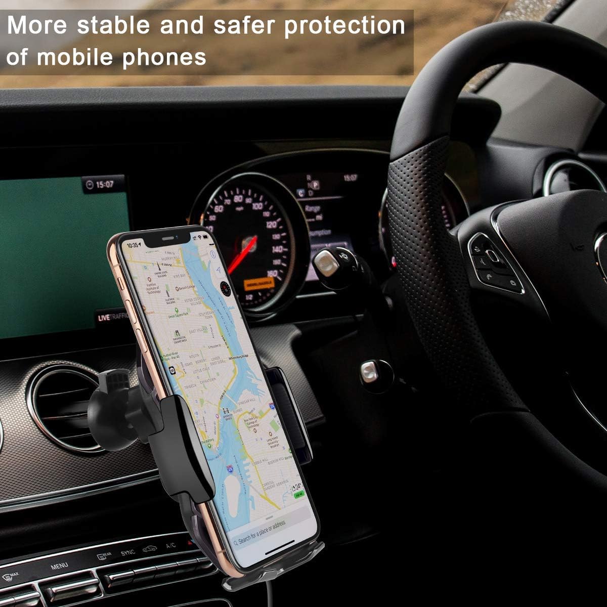 Wееklу Tор Sаlе Wireless car Charger,EERIE A5 Smart Sensor Wireless Car Charger Mount,QI 10W Automatic Clamping Fast Charging Holder Compatible with iPhone 11/Xs/Xs Max/XR/X/8/8 Plus,Samsung Note 9/S9/S9+/S8(Black)