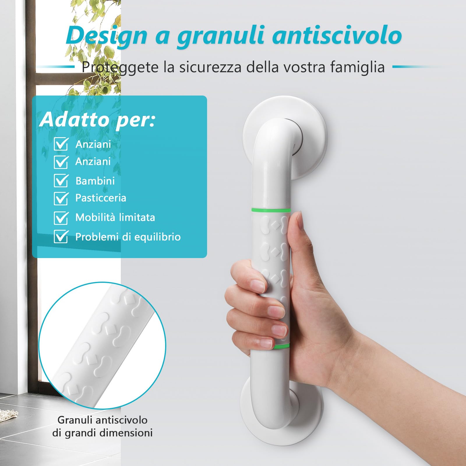 2pcs in acciaio inox bagno Grab Bar 30cm Maniglione Doccia - Maniglione Bagno per Disabili Anziani e Bambini